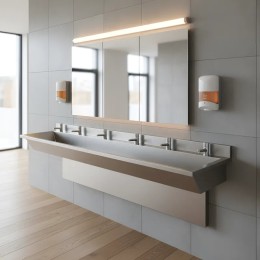 Lavatório Coletivo Com Bancada Para 6 Torneiras 3m - Construinox